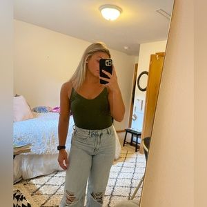 olive green bodysuit size xs